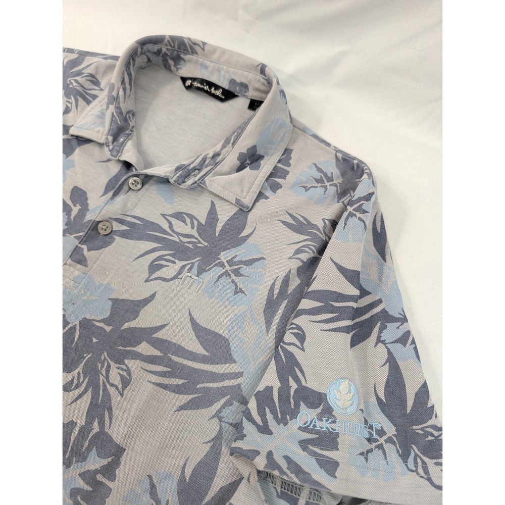 Travis Mathew Polo Shirt Mens Medium Blue Floral Hawaiian Performance Oakhurst